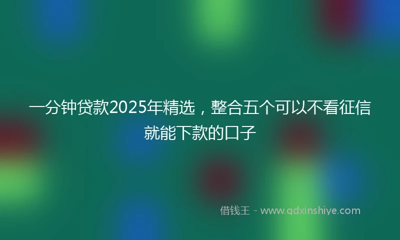 一分钟贷款2025年精选，整合五个可以不看征信就能下款的口子