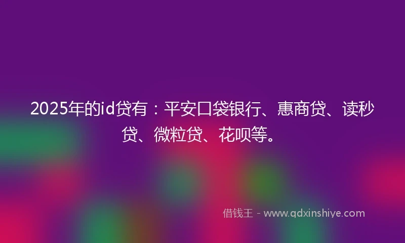2025年的id贷有：平安口袋银行、惠商贷、读秒贷、微粒贷、花呗等。