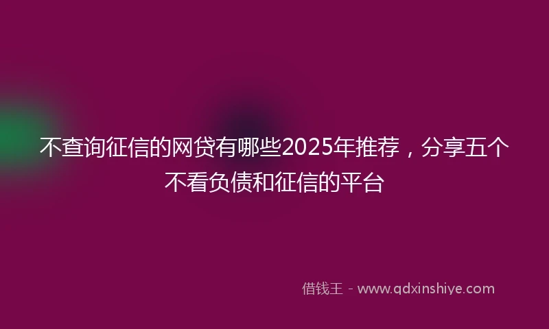 不查询征信的网贷有哪些2025年推荐，分享五个不看负债和征信的平台