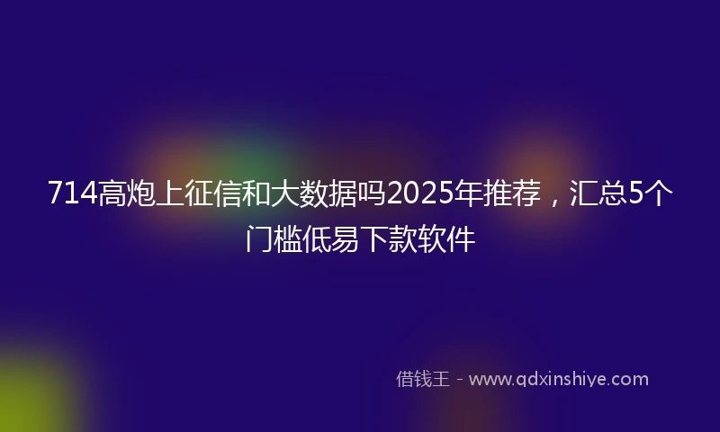714高炮上征信和大数据吗2025年推荐，汇总5个门槛低易下款软件