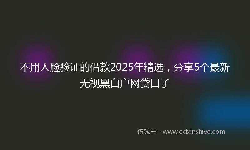 不用人脸验证的借款2025年精选，分享5个最新无视黑白户网贷口子