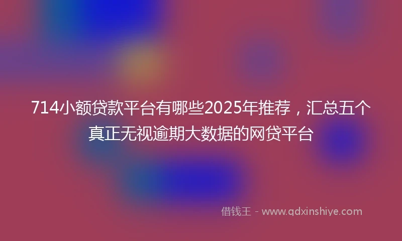 714小额贷款平台有哪些2025年推荐，汇总五个真正无视逾期大数据的网贷平台