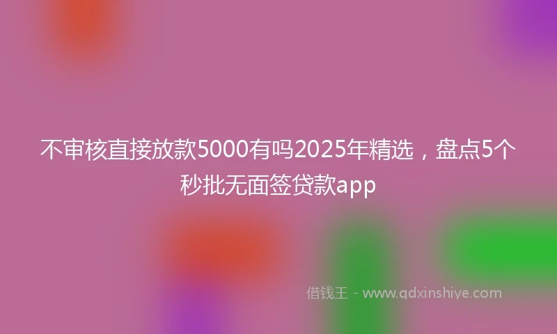 不审核直接放款5000有吗2025年精选，盘点5个秒批无面签贷款app