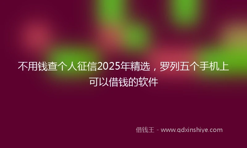 不用钱查个人征信2025年精选，罗列五个手机上可以借钱的软件