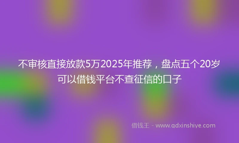 不审核直接放款5万2025年推荐，盘点五个20岁可以借钱平台不查征信的口子