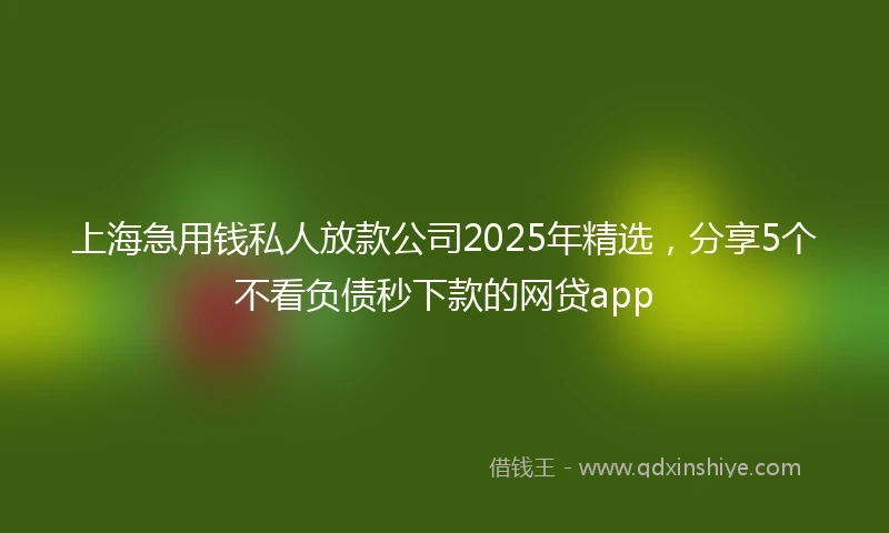 上海急用钱私人放款公司2025年精选，分享5个不看负债秒下款的网贷app