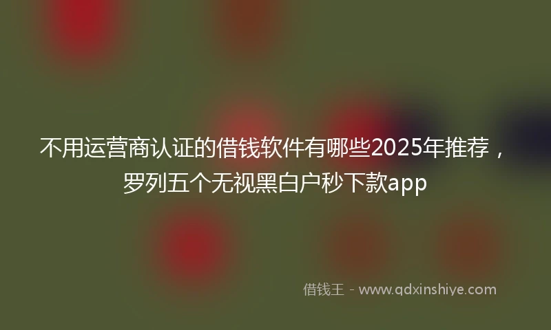 不用运营商认证的借钱软件有哪些2025年推荐，罗列五个无视黑白户秒下款app