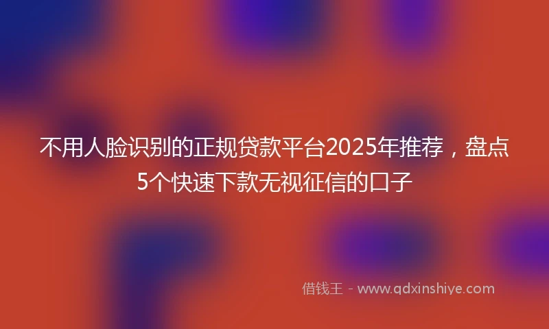 不用人脸识别的正规贷款平台2025年推荐，盘点5个快速下款无视征信的口子