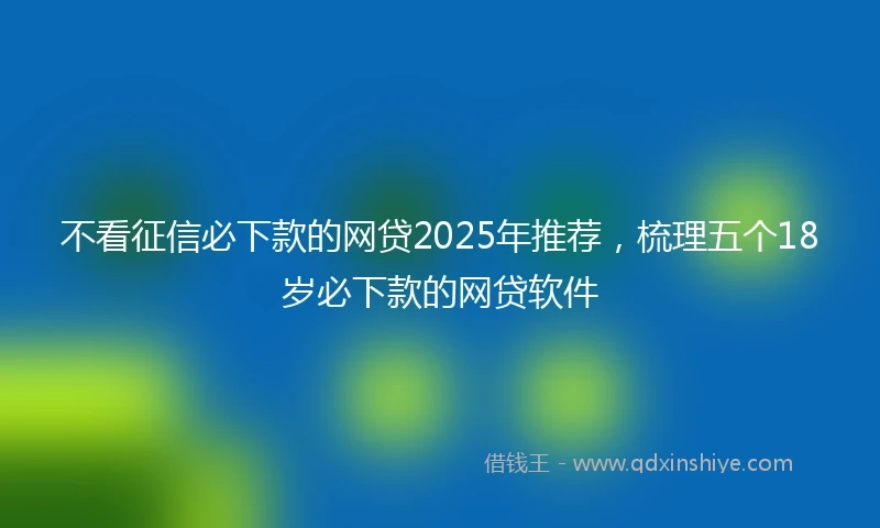 不看征信必下款的网贷2025年推荐，梳理五个18岁必下款的网贷软件