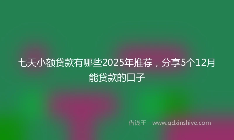 七天小额贷款有哪些2025年推荐，分享5个12月能贷款的口子