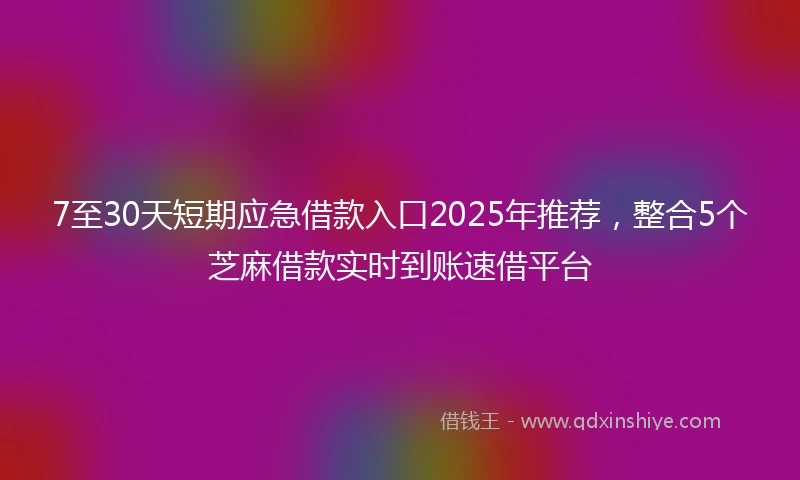7至30天短期应急借款入口2025年推荐，整合5个芝麻借款实时到账速借平台