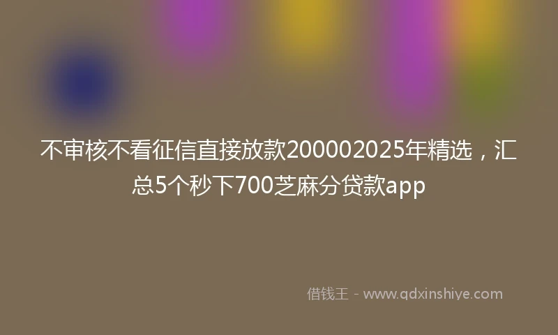 不审核不看征信直接放款200002025年精选,汇总5个秒下700芝麻分贷款app