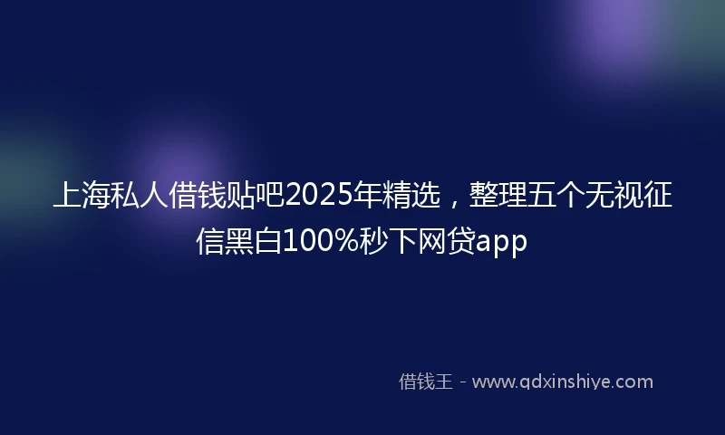 上海私人借钱贴吧2025年精选，整理五个无视征信黑白100%秒下网贷app
