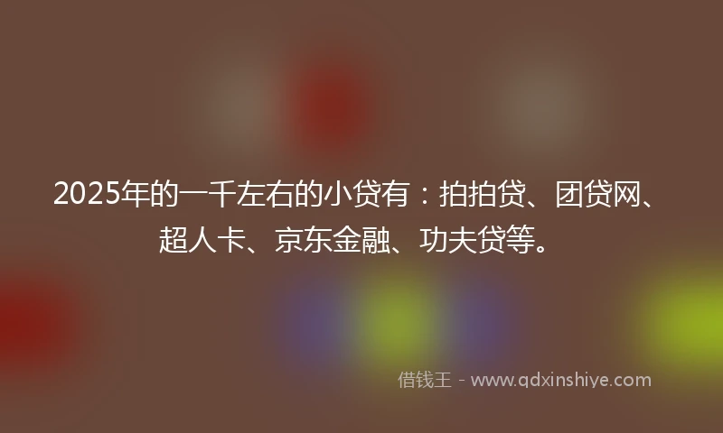 2025年的一千左右的小贷有：拍拍贷、团贷网、超人卡、京东金融、功夫贷等。