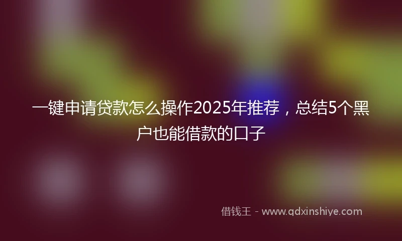 一键申请贷款怎么操作2025年推荐，总结5个黑户也能借款的口子