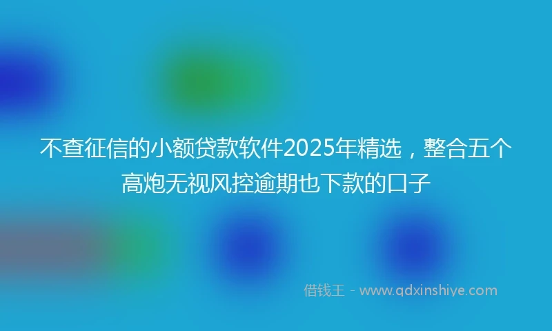 不查征信的小额贷款软件2025年精选，整合五个高炮无视风控逾期也下款的口子