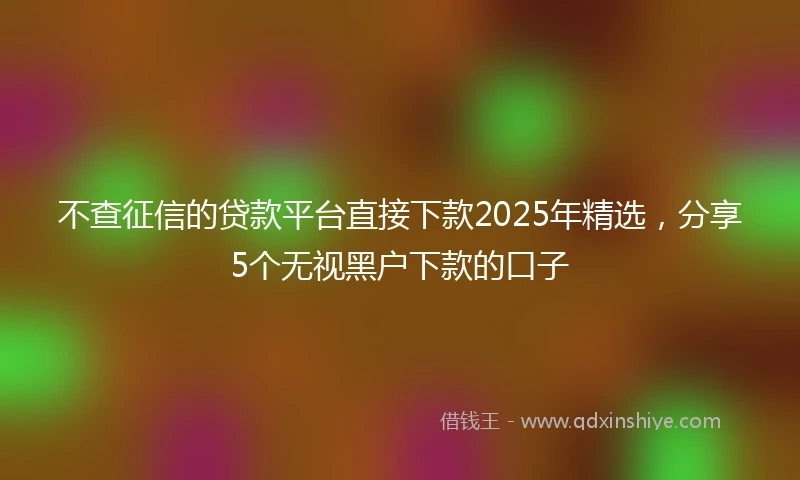 不查征信的贷款平台直接下款2025年精选，分享5个无视黑户下款的口子