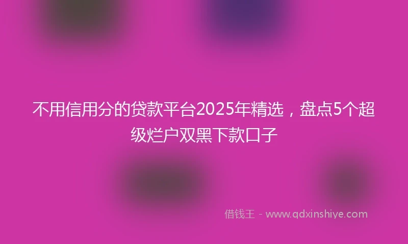 不用信用分的贷款平台2025年精选，盘点5个超级烂户双黑下款口子