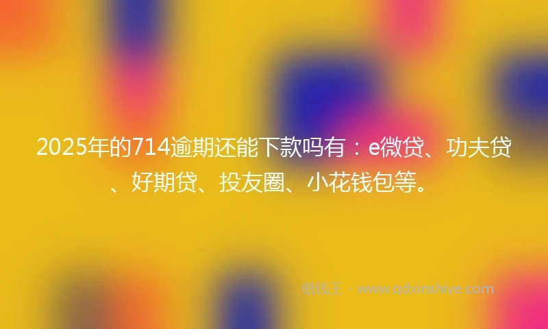 2025年的714逾期还能下款吗有：e微贷、功夫贷、好期贷、投友圈、小花钱包等。