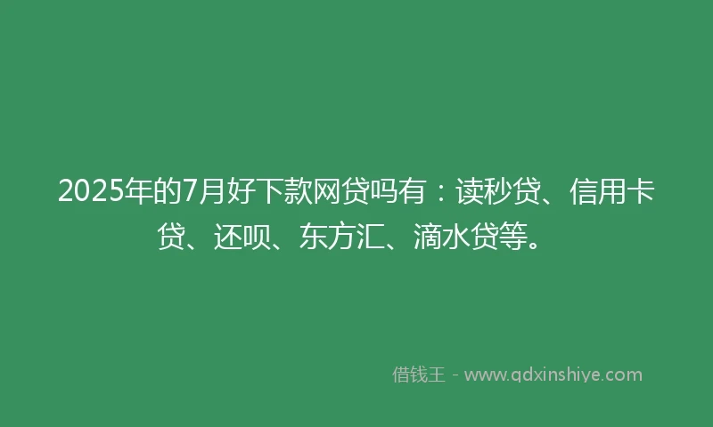 2025年的7月好下款网贷吗有：读秒贷、信用卡贷、还呗、东方汇、滴水贷等。