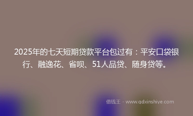 2025年的七天短期贷款平台包过有：平安口袋银行、融逸花、省呗、51人品贷、随身贷等。