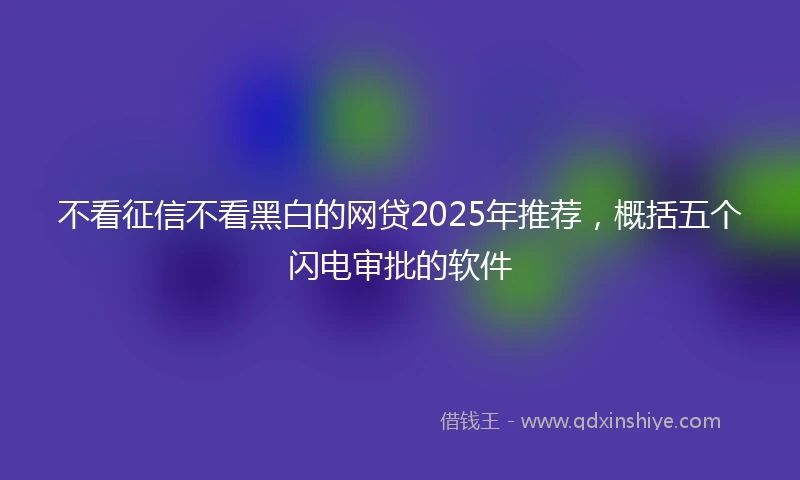 不看征信不看黑白的网贷2025年推荐，概括五个闪电审批的软件