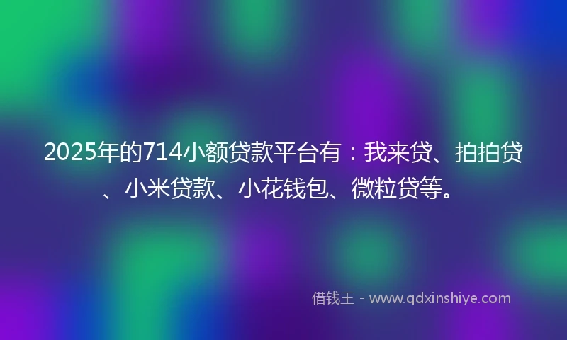2025年的714小额贷款平台有：我来贷、拍拍贷、小米贷款、小花钱包、微粒贷等。