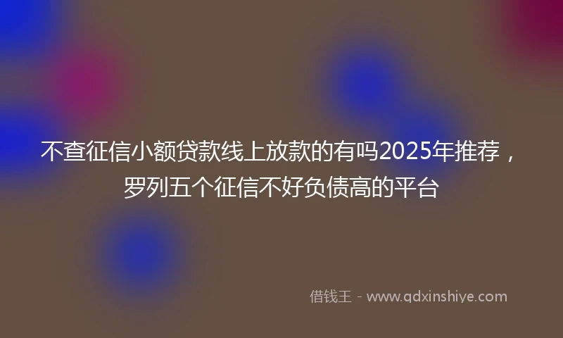 不查征信小额贷款线上放款的有吗2025年推荐，罗列五个征信不好负债高的平台
