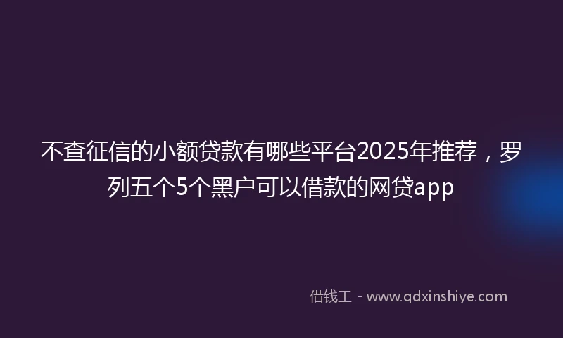 不查征信的小额贷款有哪些平台2025年推荐，罗列五个5个黑户可以借款的网贷app