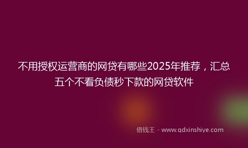 不用授权运营商的网贷有哪些2025年推荐，汇总五个不看负债秒下款的网贷软件