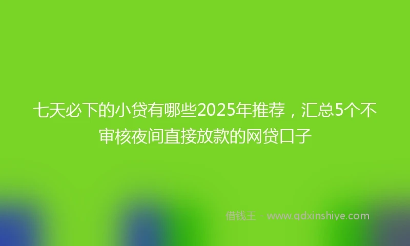 七天必下的小贷有哪些2025年推荐，汇总5个不审核夜间直接放款的网贷口子