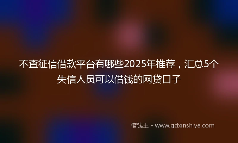 不查征信借款平台有哪些2025年推荐，汇总5个失信人员可以借钱的网贷口子