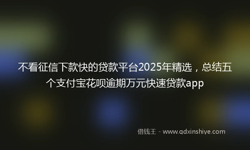 不看征信下款快的贷款平台2025年精选，总结五个支付宝花呗逾期万元快速贷款app