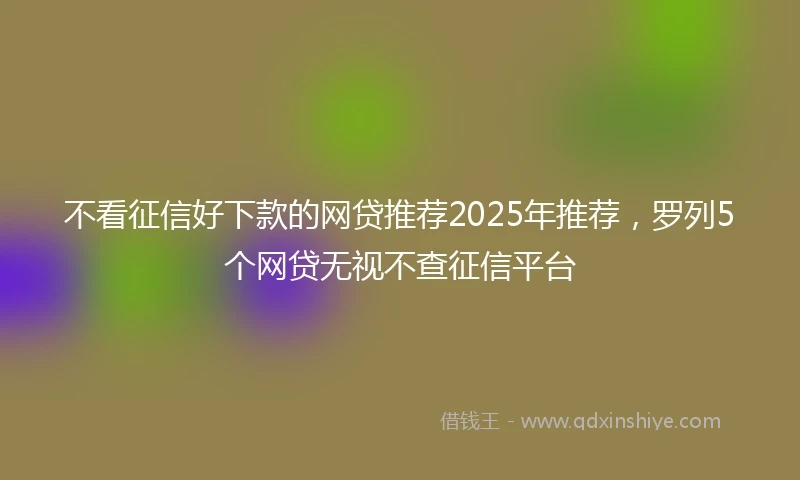 不看征信好下款的网贷推荐2025年推荐，罗列5个网贷无视不查征信平台