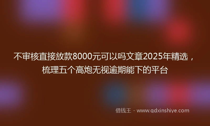 不审核直接放款8000元可以吗文章2025年精选，梳理五个高炮无视逾期能下的平台