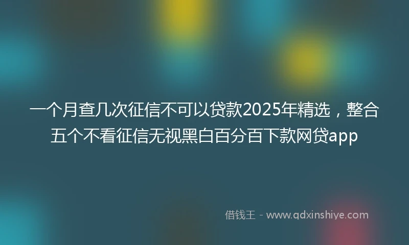 一个月查几次征信不可以贷款2025年精选，整合五个不看征信无视黑白百分百下款网贷app