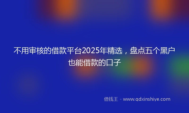 不用审核的借款平台2025年精选，盘点五个黑户也能借款的口子