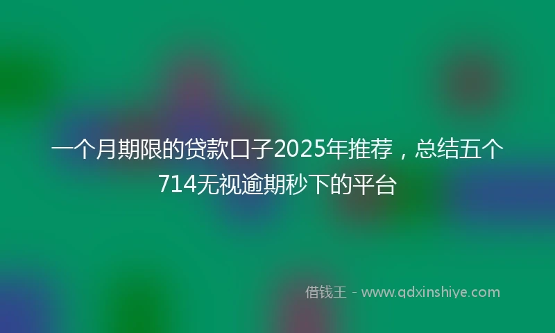 一个月期限的贷款口子2025年推荐，总结五个714无视逾期秒下的平台