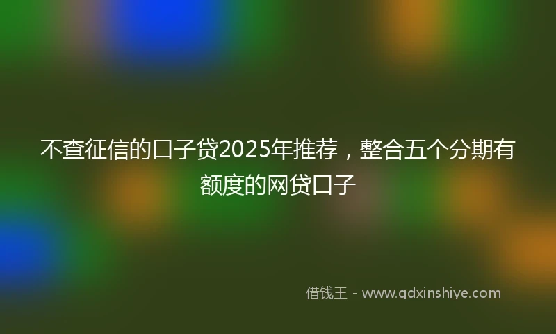 不查征信的口子贷2025年推荐，整合五个分期有额度的网贷口子