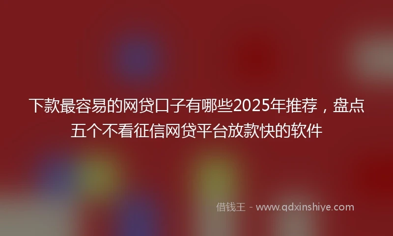 下款最容易的网贷口子有哪些2025年推荐，盘点五个不看征信网贷平台放款快的软件