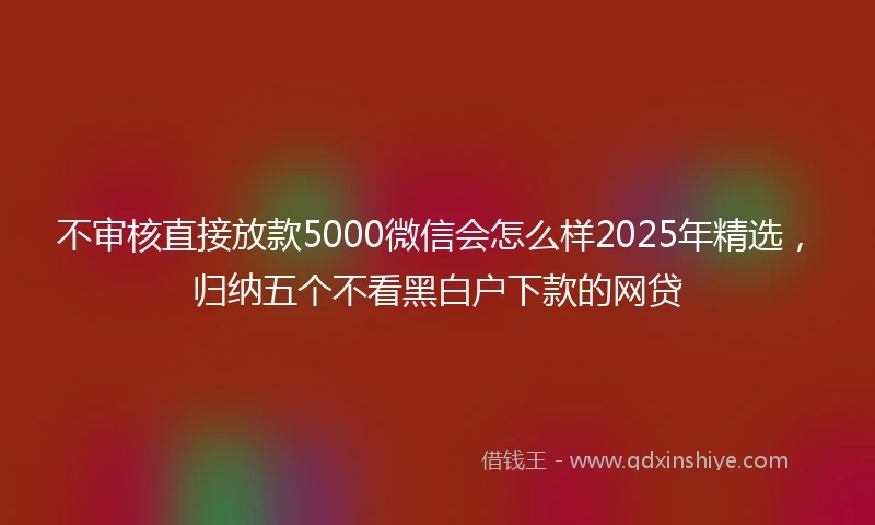 不审核直接放款5000微信会怎么样2025年精选，归纳五个不看黑白户下款的网贷