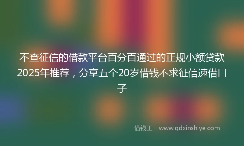 不查征信的借款平台百分百通过的正规小额贷款2025年推荐，分享五个20岁借钱不求征信速借口子