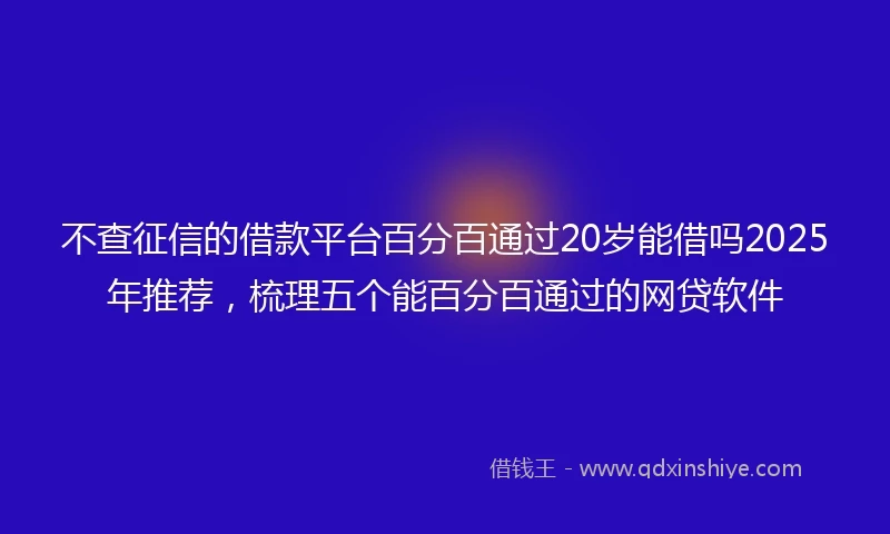 不查征信的借款平台百分百通过20岁能借吗2025年推荐，梳理五个能百分百通过的网贷软件