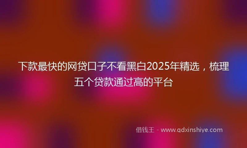 下款最快的网贷口子不看黑白2025年精选，梳理五个贷款通过高的平台