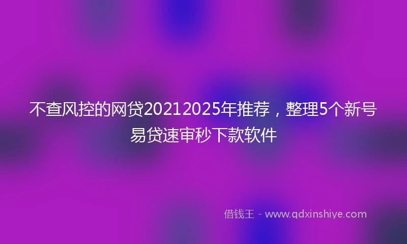 不查风控的网贷20212025年推荐，整理5个新号易贷速审秒下款软件