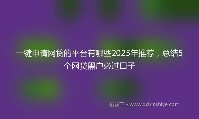 一键申请网贷的平台有哪些2025年推荐，总结5个网贷黑户必过口子