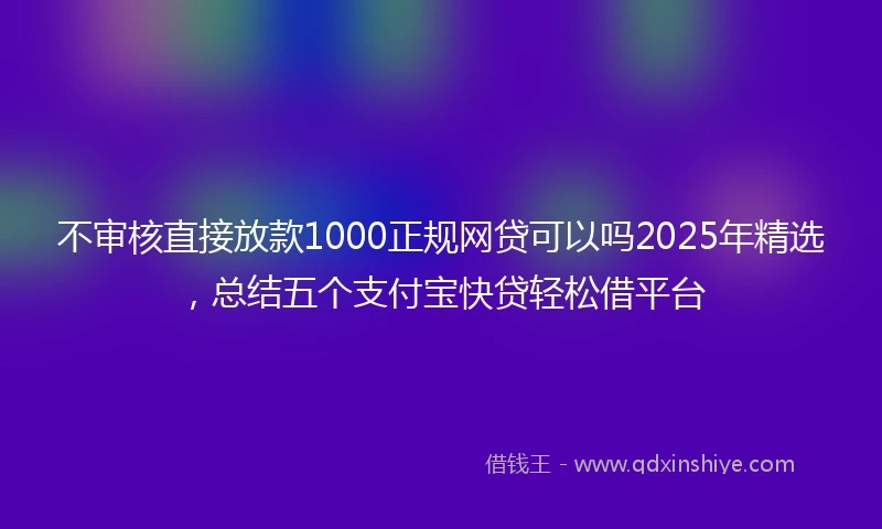 不审核直接放款1000正规网贷可以吗2025年精选，总结五个支付宝快贷轻松借平台