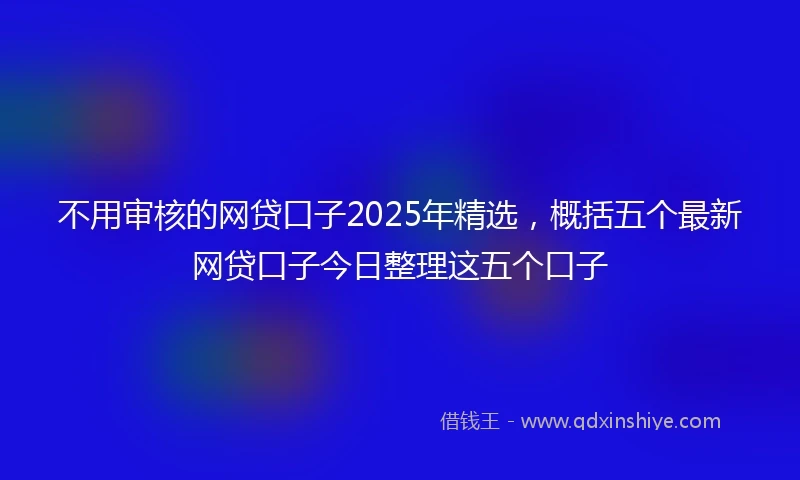 不用审核的网贷口子2025年精选，概括五个最新网贷口子今日整理这五个口子