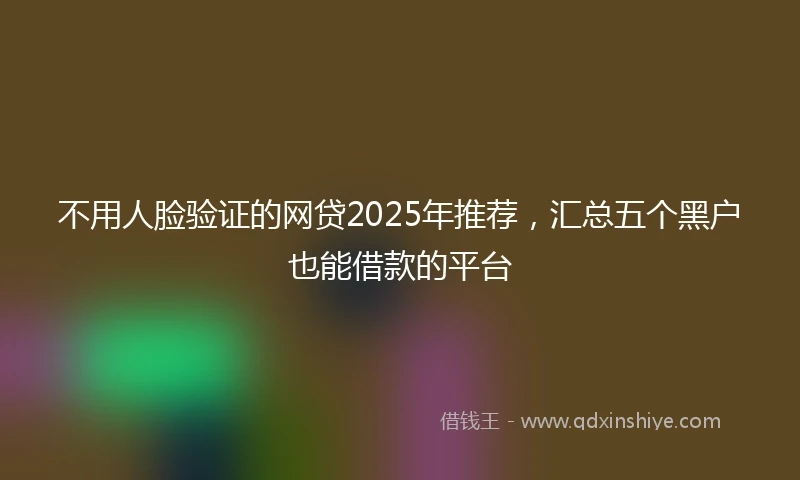 不用人脸验证的网贷2025年推荐，汇总五个黑户也能借款的平台