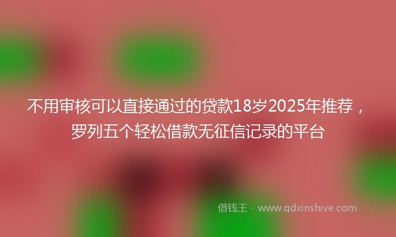 不用审核可以直接通过的贷款18岁2025年推荐，罗列五个轻松借款无征信记录的平台